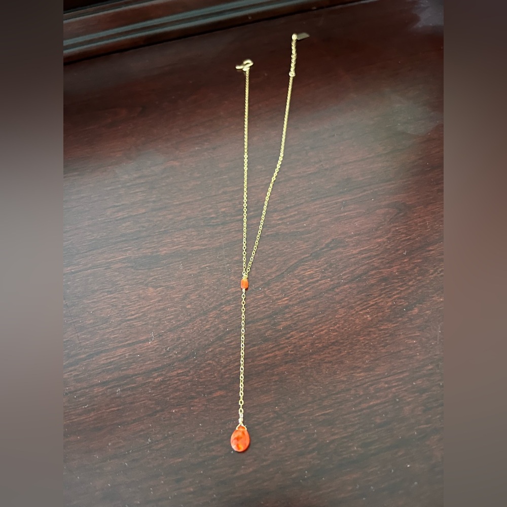 Elegant Gold and Orange Pendant Necklace